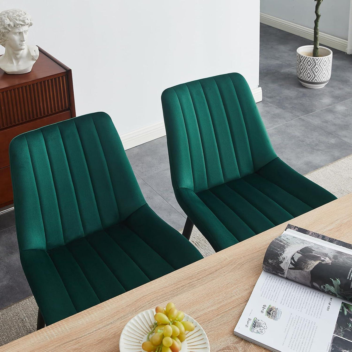 Samt Esszimmerstühle 4er Set – Moderne Sessel Grün