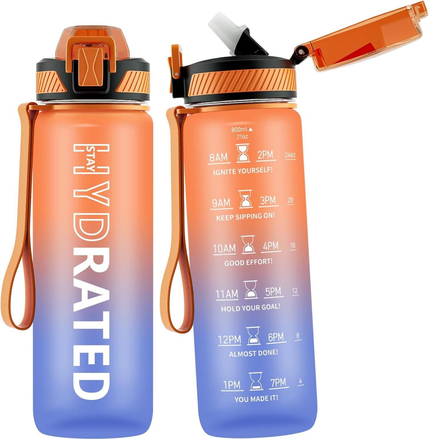 Trinkflasche 800ML BPA-frei Tritan Sport Wasserflasche Strohhalm