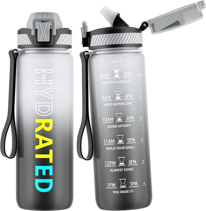 Trinkflasche Sport 800ML BPA-frei Tritan Strohhalm Zeitmarkierung