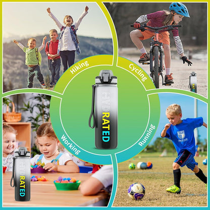 QLUR Trinkflasche 800ML BPA-Free Sportflasche Strohhalm Zeitmarkierung Outdoor