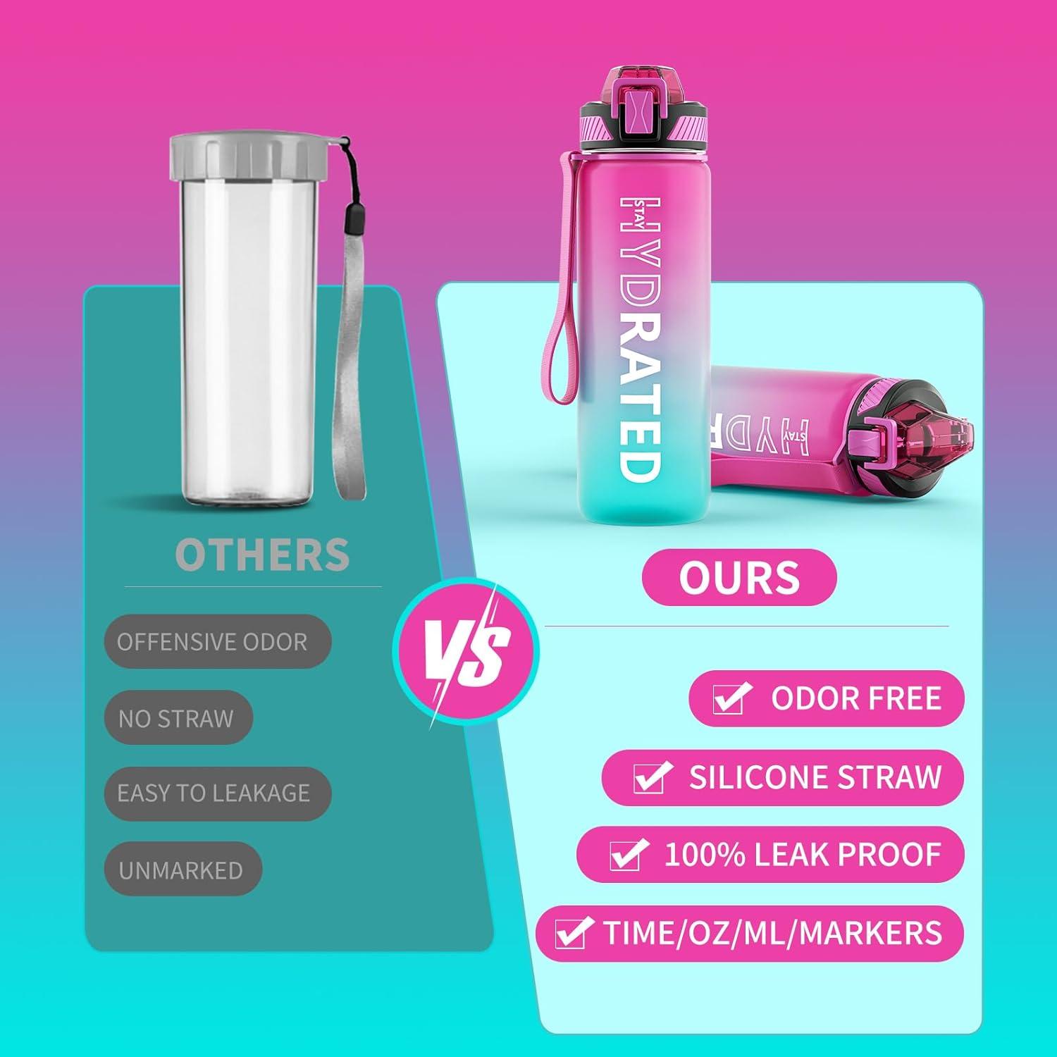 QLUR Trinkflasche 800ML BPA-frei mit Strohhalm für Fitness Outdoor