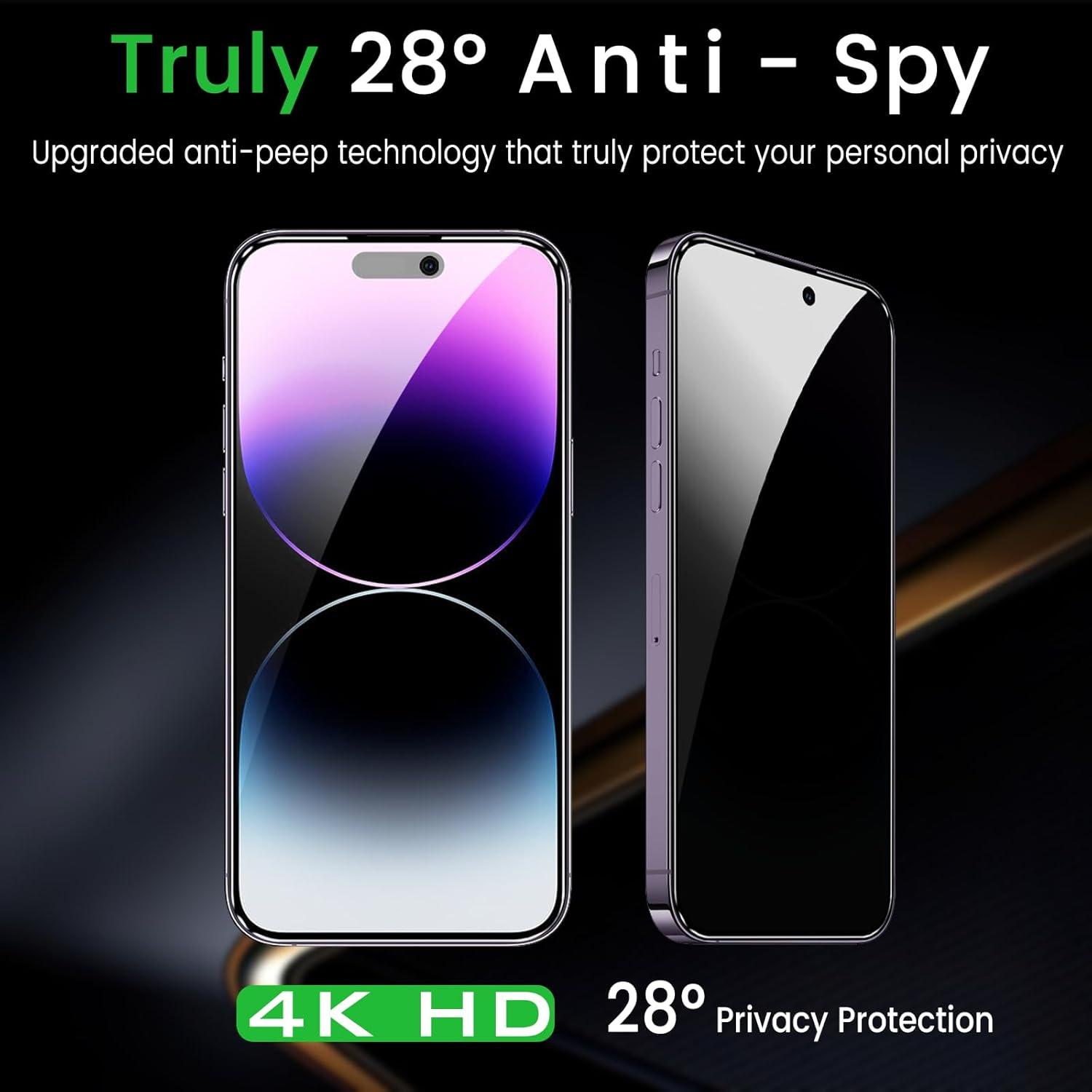 Sichtschutz Panzer Schutzfolie iPhone 14 Pro Max 6,7 Zoll Anti-Spy 9H