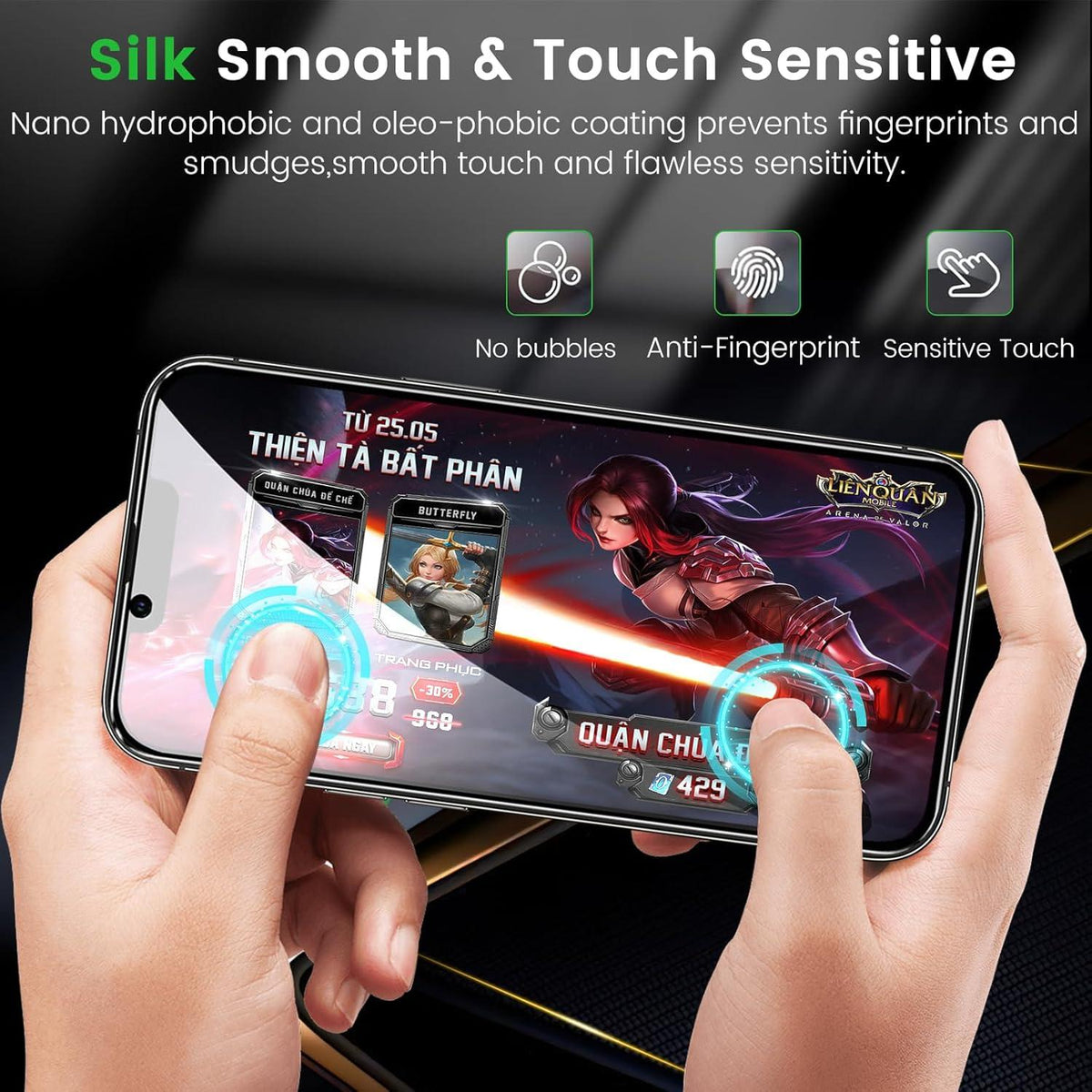 Sichtschutz Glasfolie für iPhone 14/13/13 Pro 6,1 Zoll 9H Härte 2 Stück