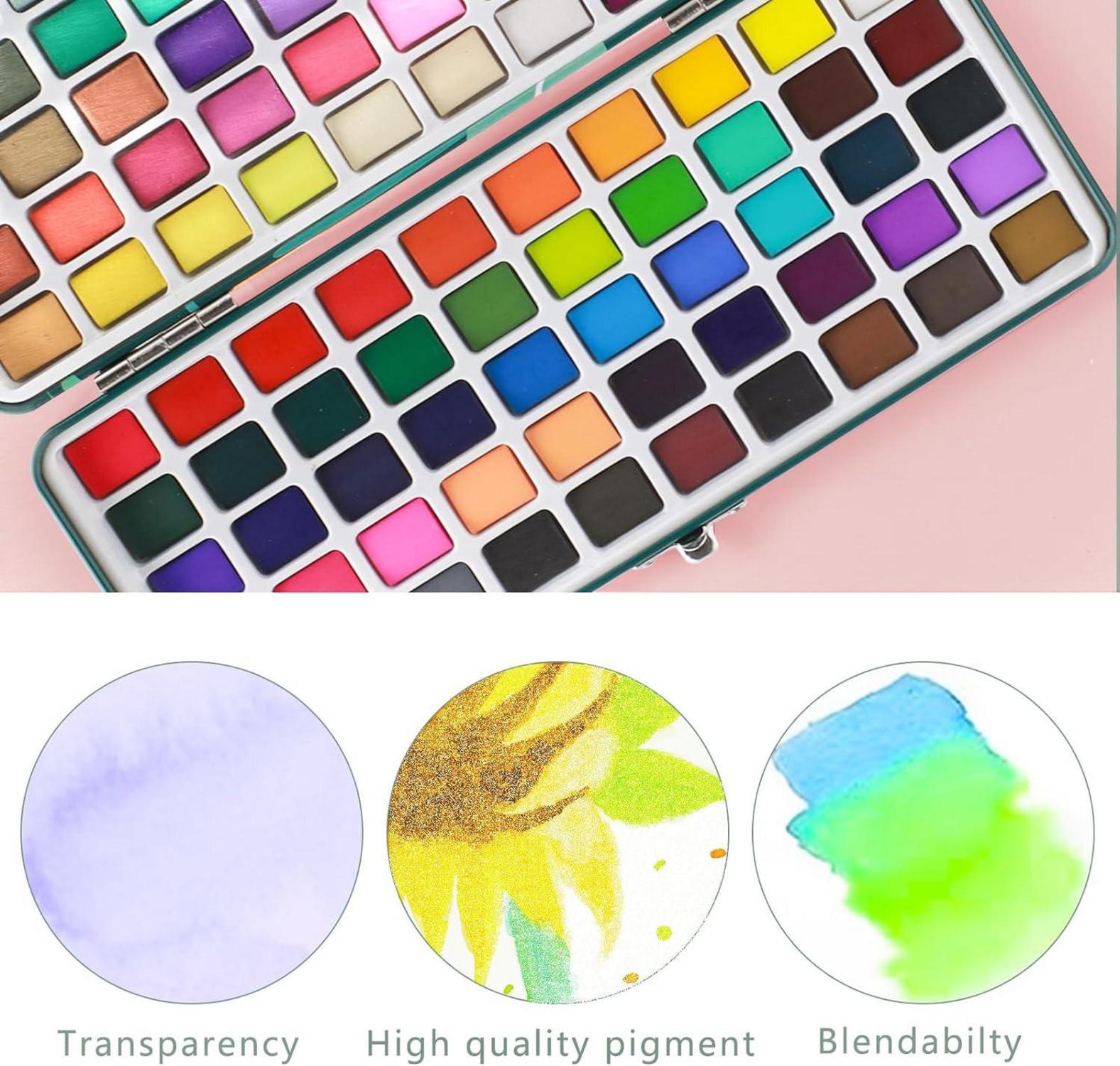 Artecho Aquarellfarben Set 100 Farben in Tragbarer Box Hobbymaler