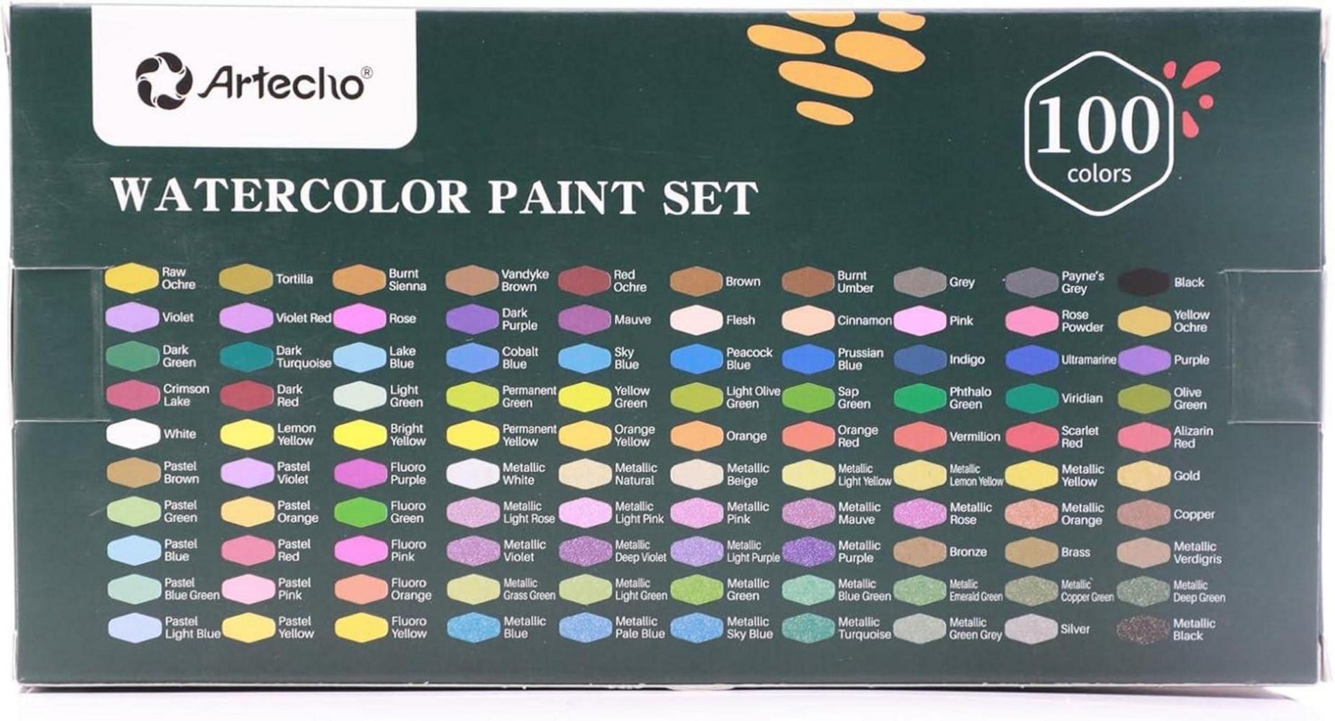 Artecho Aquarellfarben Set 100 Farben in Tragbarer Box Hobbymaler
