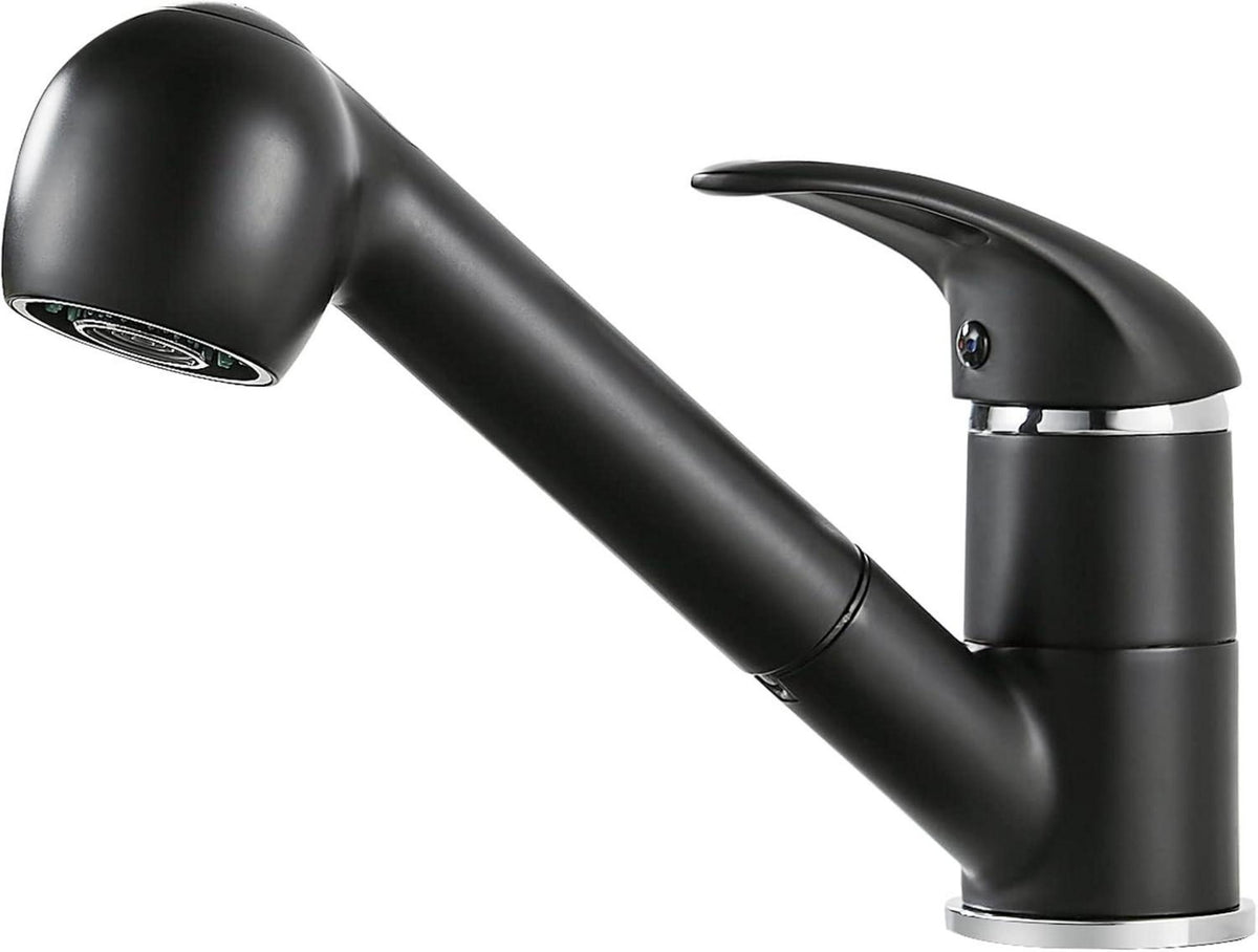 Küchenarmatur Schwarz Ausziehbar 360° Drehbar Wasserhahn mit 2