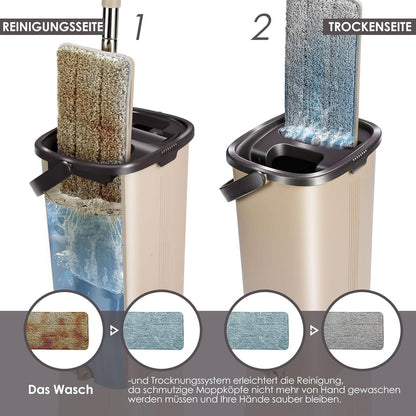 Myiosus Wischmopp Set mit Eimer und 6 Mikrofaser Pads