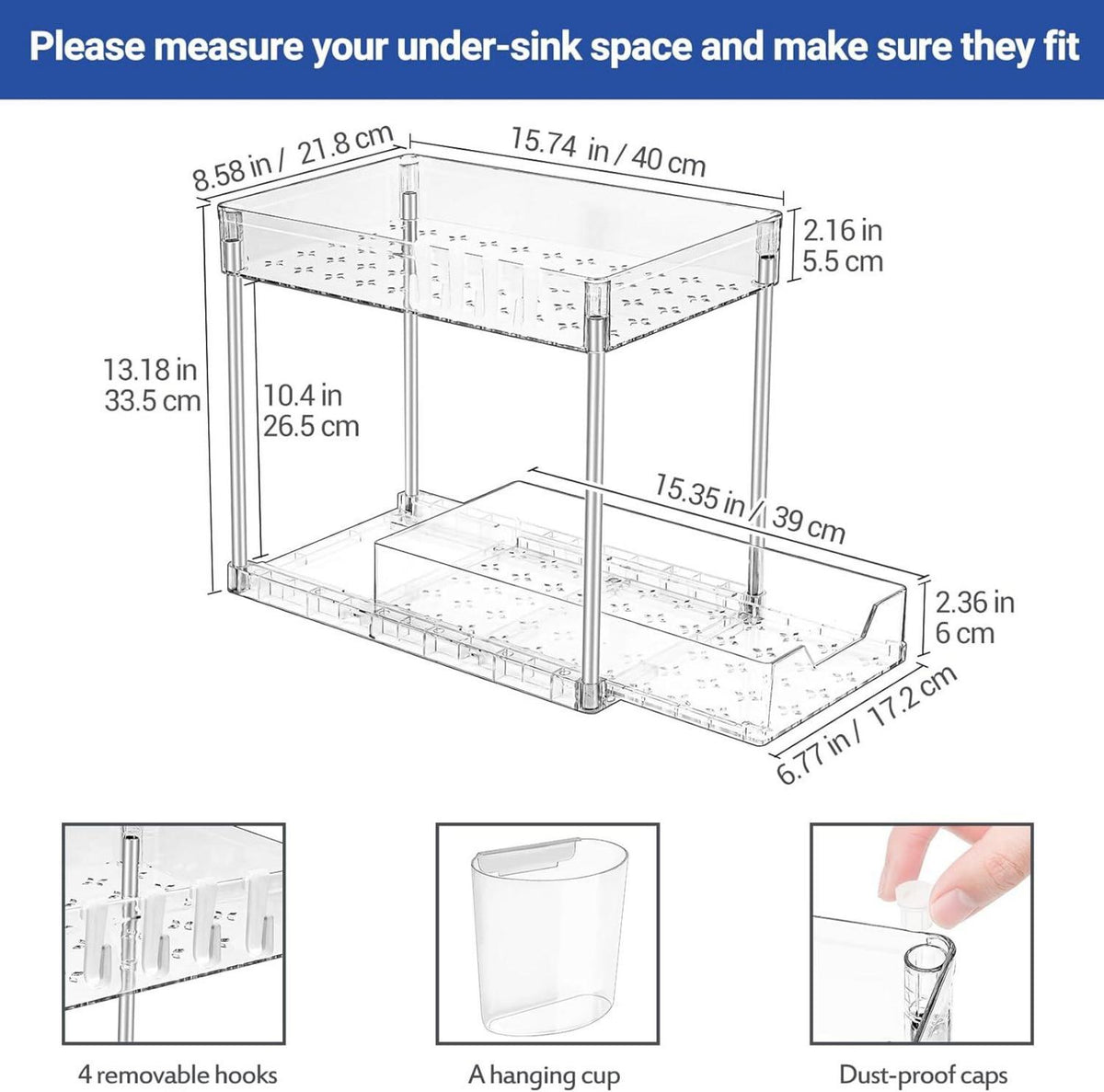 Unter Waschbecken Regal 2 Etagen Küchen Arbeitsplatte Organizer