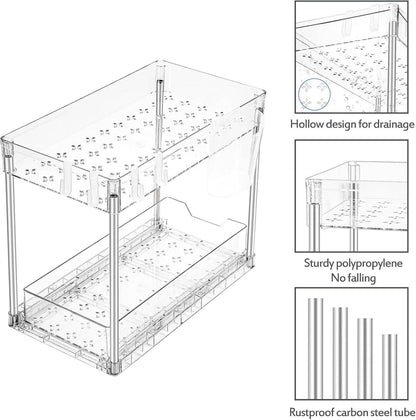 2er Set Unter Waschbecken Regal Organizer Küchen Standregal -Clear