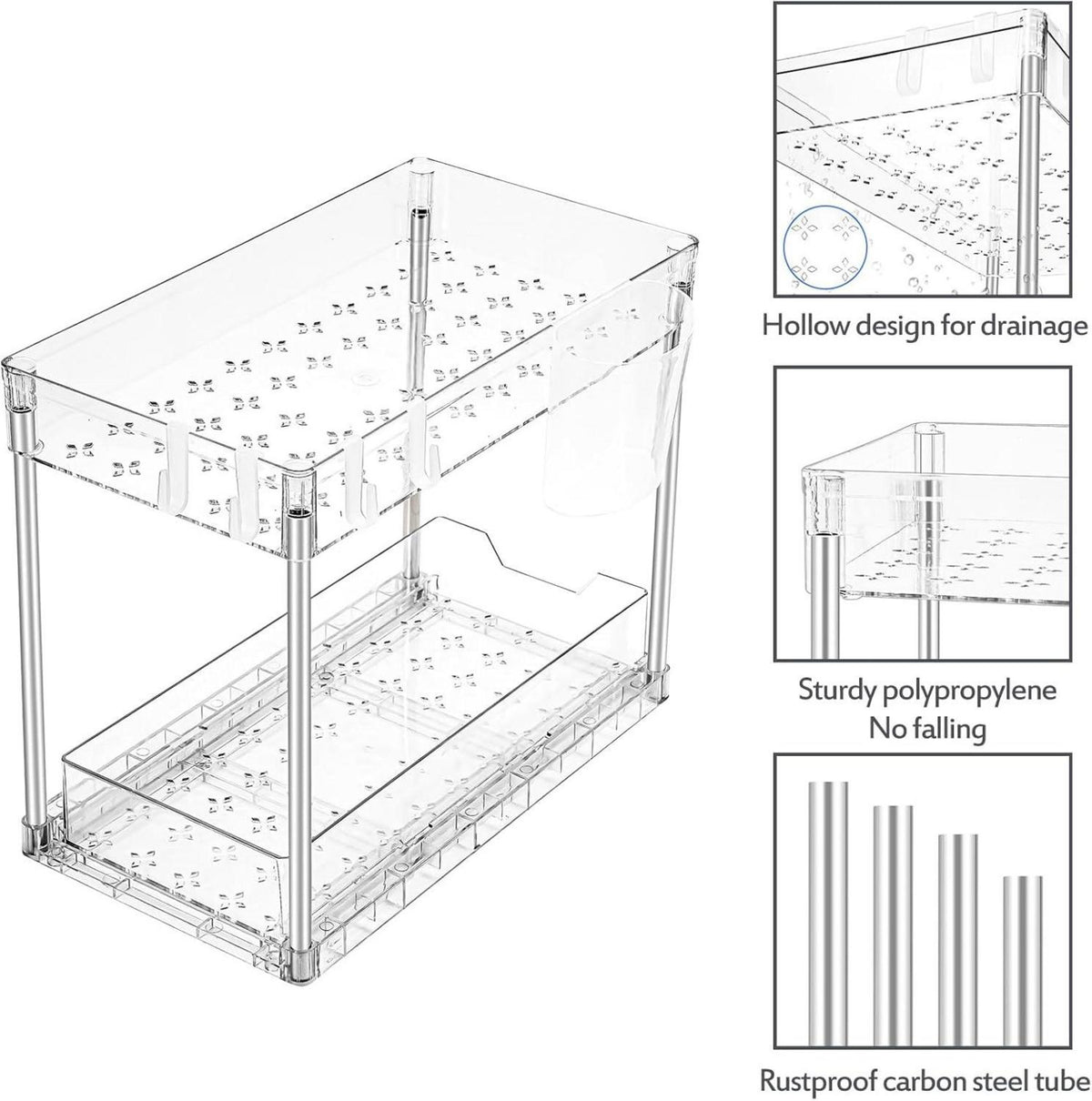Unter Waschbecken Regal 2 Etagen Standregal Spülschrankregal Organizer