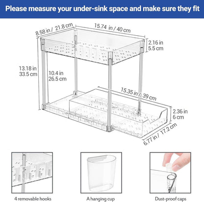 Waschbeckenregal 2 Etagen Küchenarbeitsplatte Organizer Aufbewahrung Haken Shelf