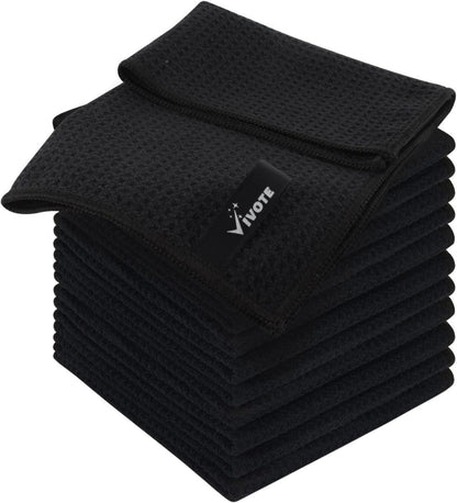 Mikrofasertücher Schwarz 12er Pack 30x30cm Fusselfrei & Saugstark