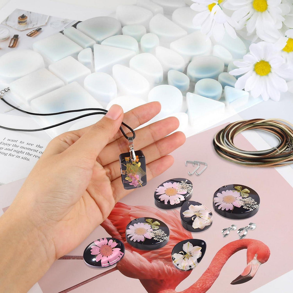 Silikonform Schmuck Set für Epoxidharz Anhänger DIY Halsketten