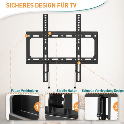 TV Wandhalterung 26-60 Zoll Flach und Curved Fernseher VESA