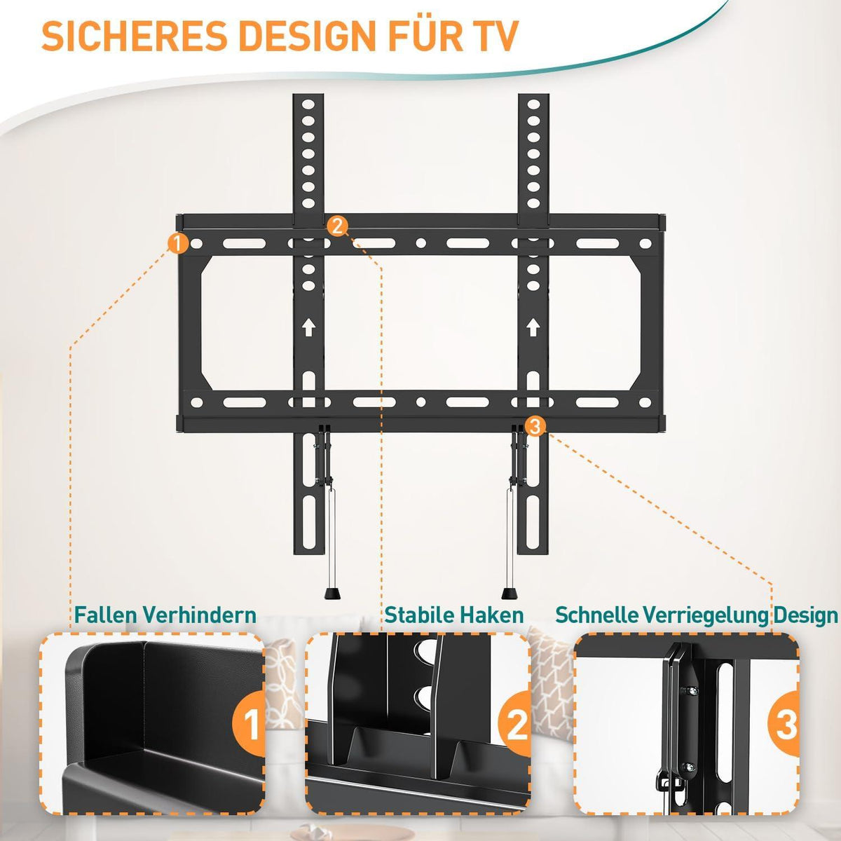 TV Wandhalterung 26-60 Zoll Ultra Slim Flach Curved VESA 400x400mm 45KG