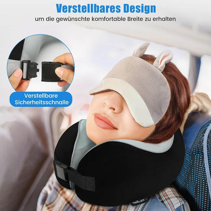 Nackenkissen Memory Foam Grau - Reisekissen Auto Waschbar