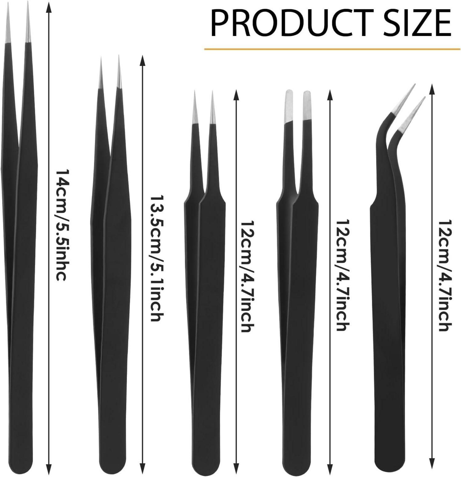 Präzisionspinzette Set Edelstahl 5 Modelle