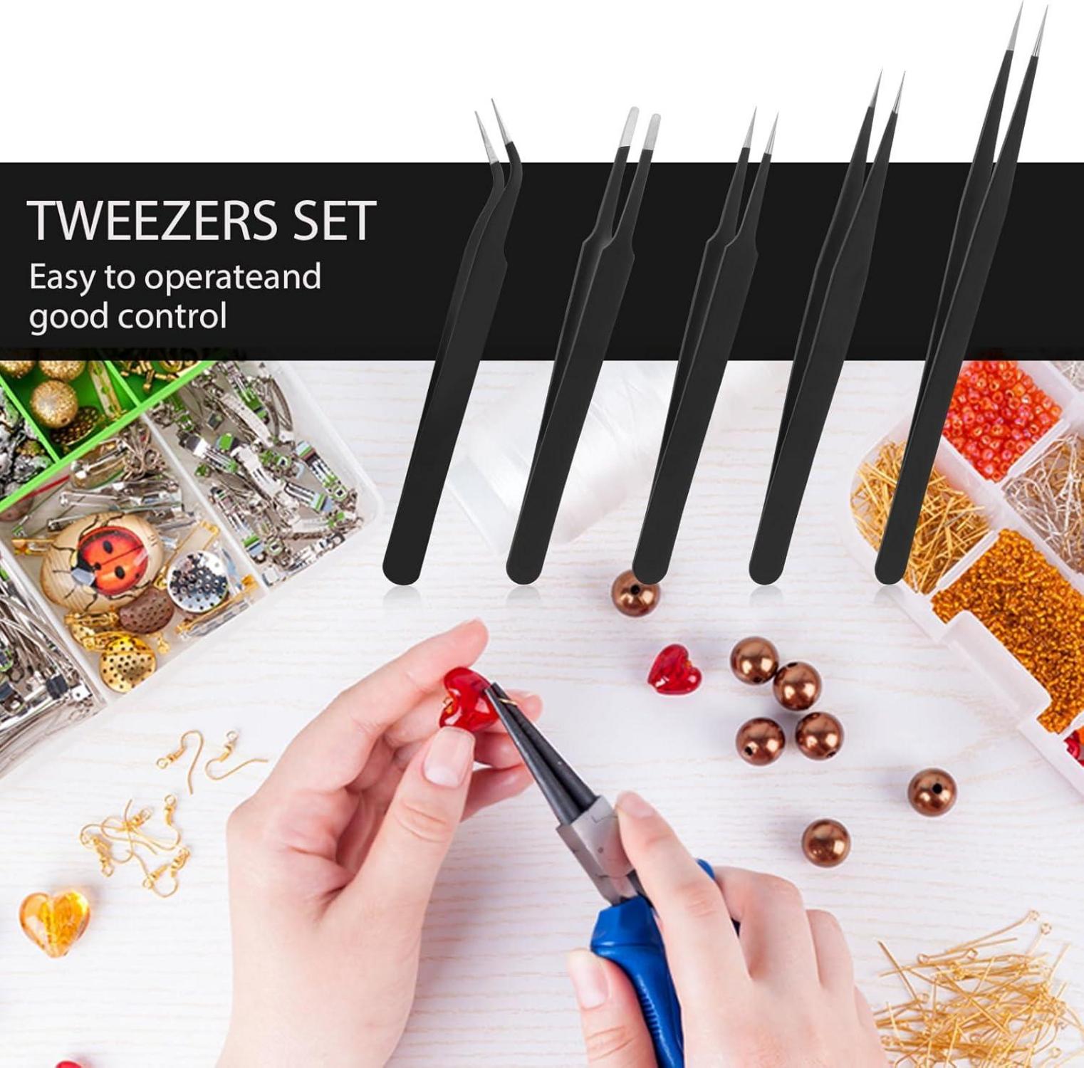 Pinzetten Set 5 Modelle Edelstahl Pinzette DIY Elektronische Schmuck Maniküre