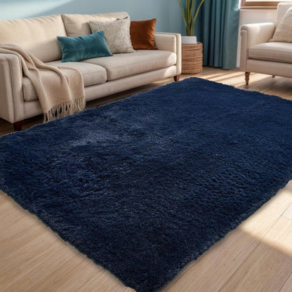 Weicher Blauer Zottelteppich Flauschig Waschbar Modern