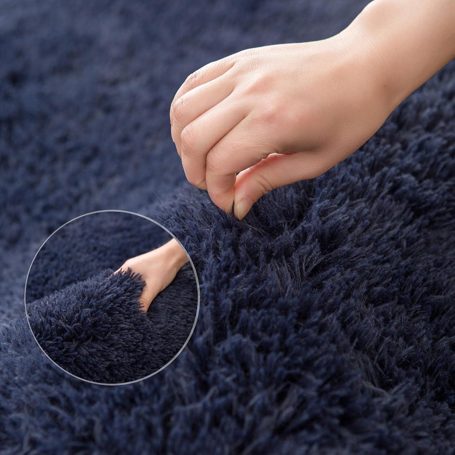 Weicher Blauer Zottelteppich Flauschig Waschbar Modern