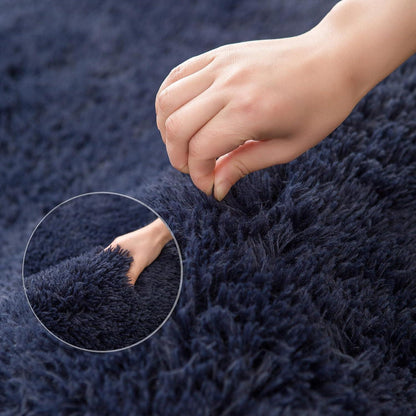 Weicher Blauer Zottelteppich Flauschig Waschbar Modern
