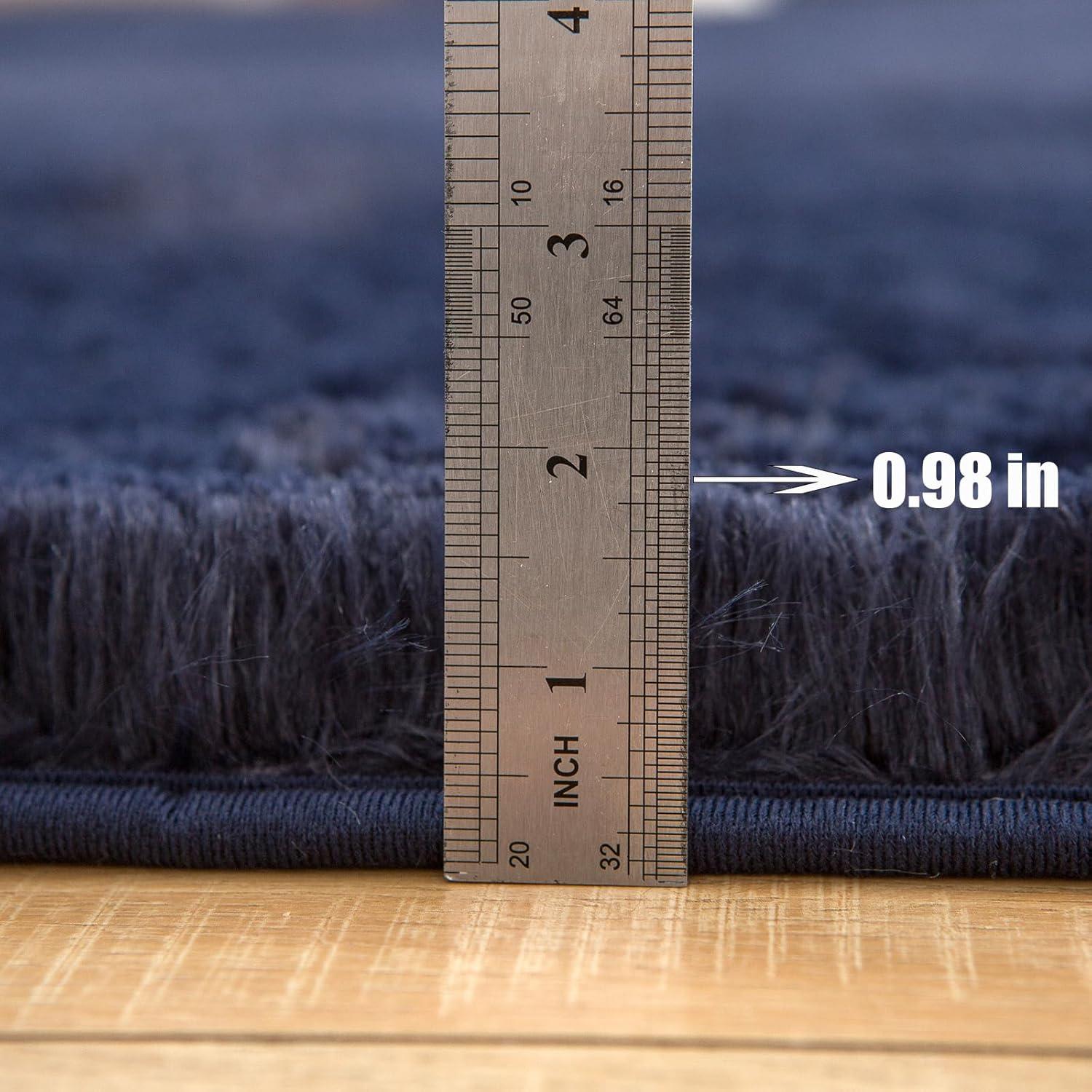 Blauer Hochflorteppich 60x90cm Weicher Flauschteppich Anti-Rutsch