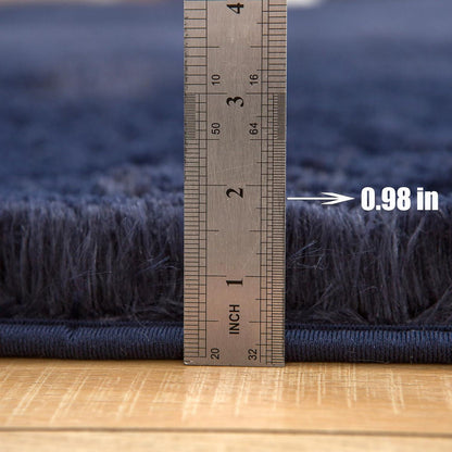 Blauer Hochflorteppich 60x90cm Weicher Flauschteppich Anti-Rutsch