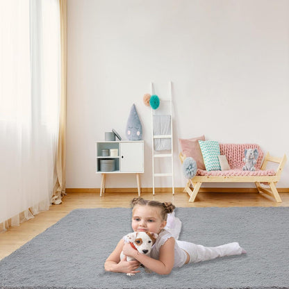 Weicher Zottelteppich Flauschig Hellgrau 80x160cm