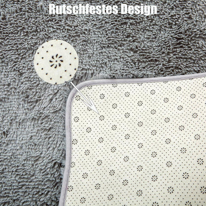 Weicher Zottelteppich Flauschig Rutschfest Modern Hellgrau 80x160cm