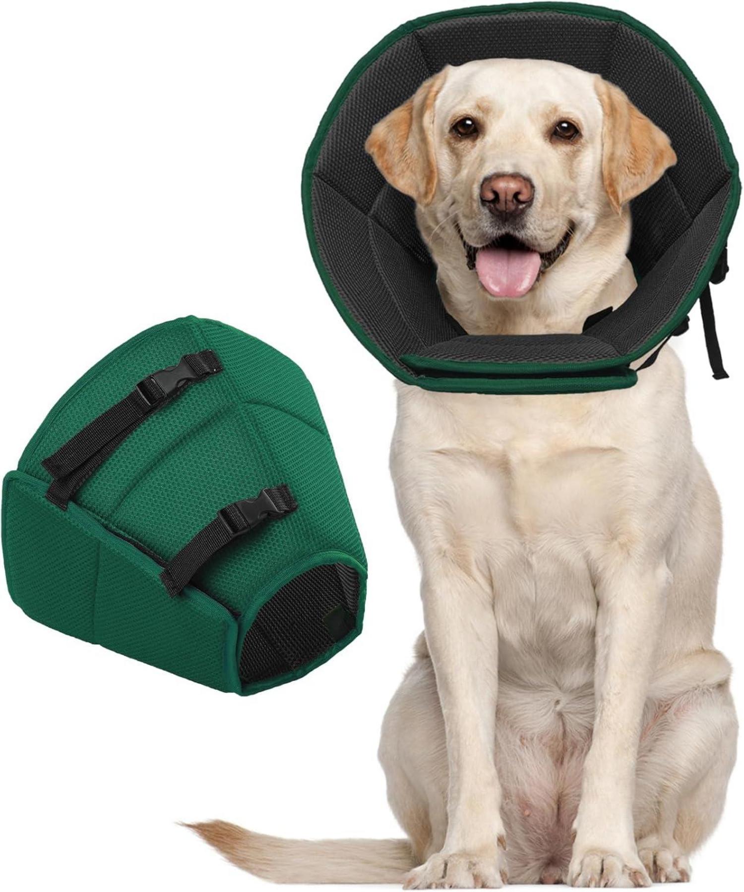 Halskrause Leckschutz Hund Einstellbar Grüner Halsumfang L