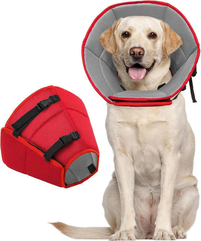 Kuoser Halskrause Leckschutz Hund Einstellbar Rot L
