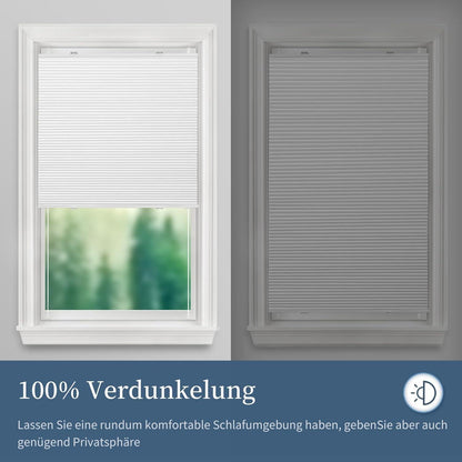Plissee ohne Bohren Verdunkelung Thermo Wabenplissee 90x220