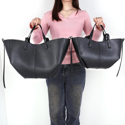TIAASTAP Kunstleder Handtasche Damen Groß Shopper Schwarz