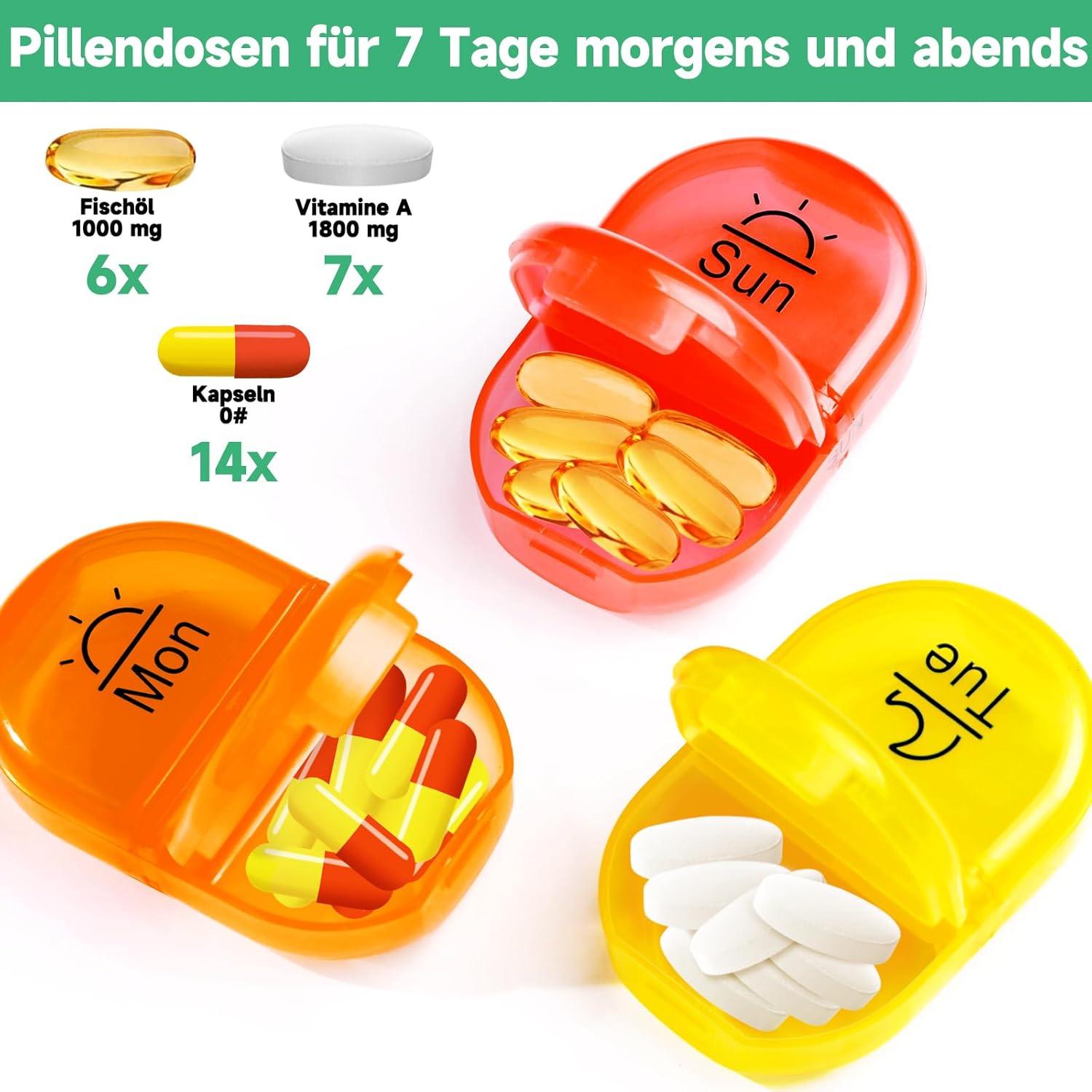 Tablettenbox 7 Tage Pillendose 2 Fächer Medikamentenbox Organizer Canvas-Tasche