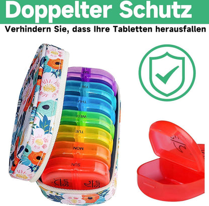 Tablettenbox 7 Tage Pillendose Organizer Regenbogen Canvas-Tasche