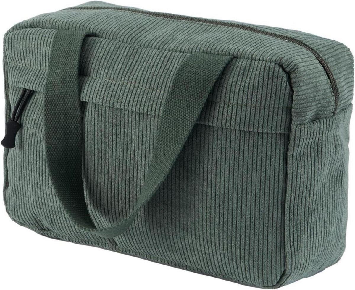 Kosmetiktasche Damen Cord Kulturbeutel Cosmetic Bag Reise Grün