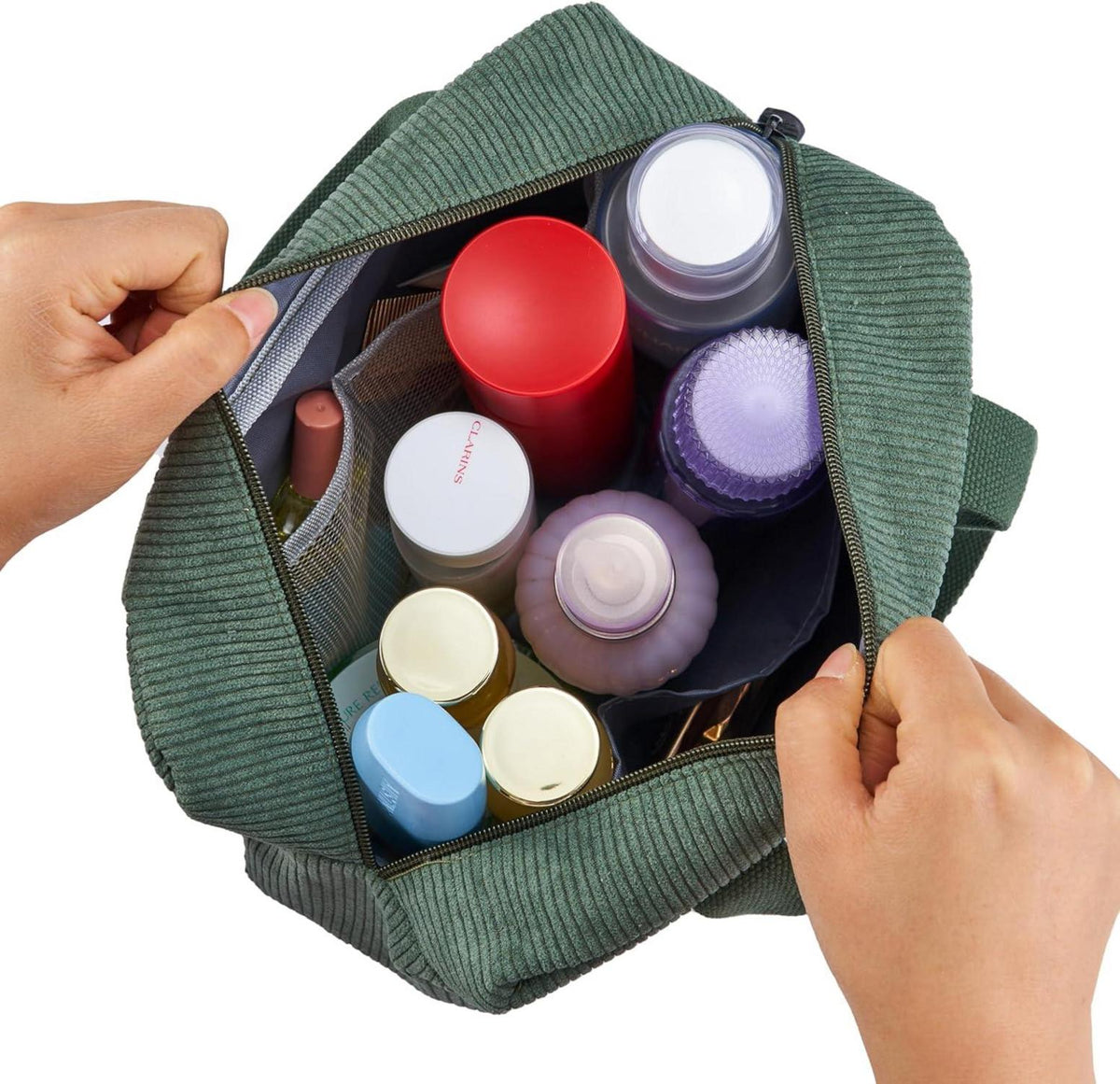 Jiliyote Groß Cord Kosmetiktasche Damen Grün-b - Reise