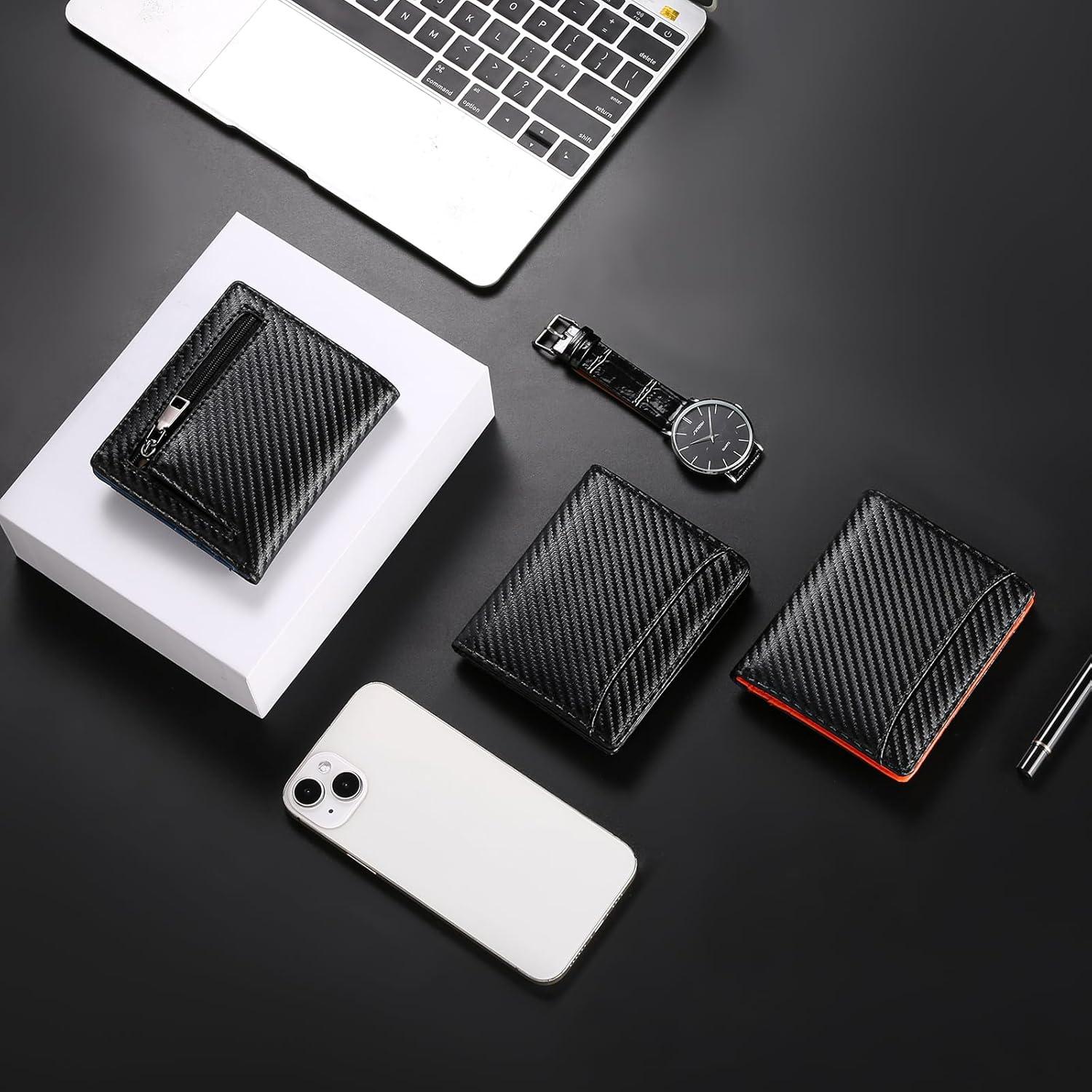 Herren Geldbörse RFID Schutz Slim Wallet mit Münzfach und Kreditkarteninhaber