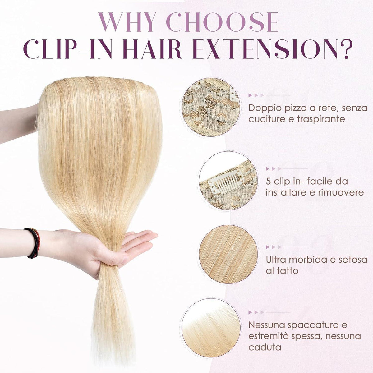 Echthaar Clip-Ins Blond Balayage 55cm