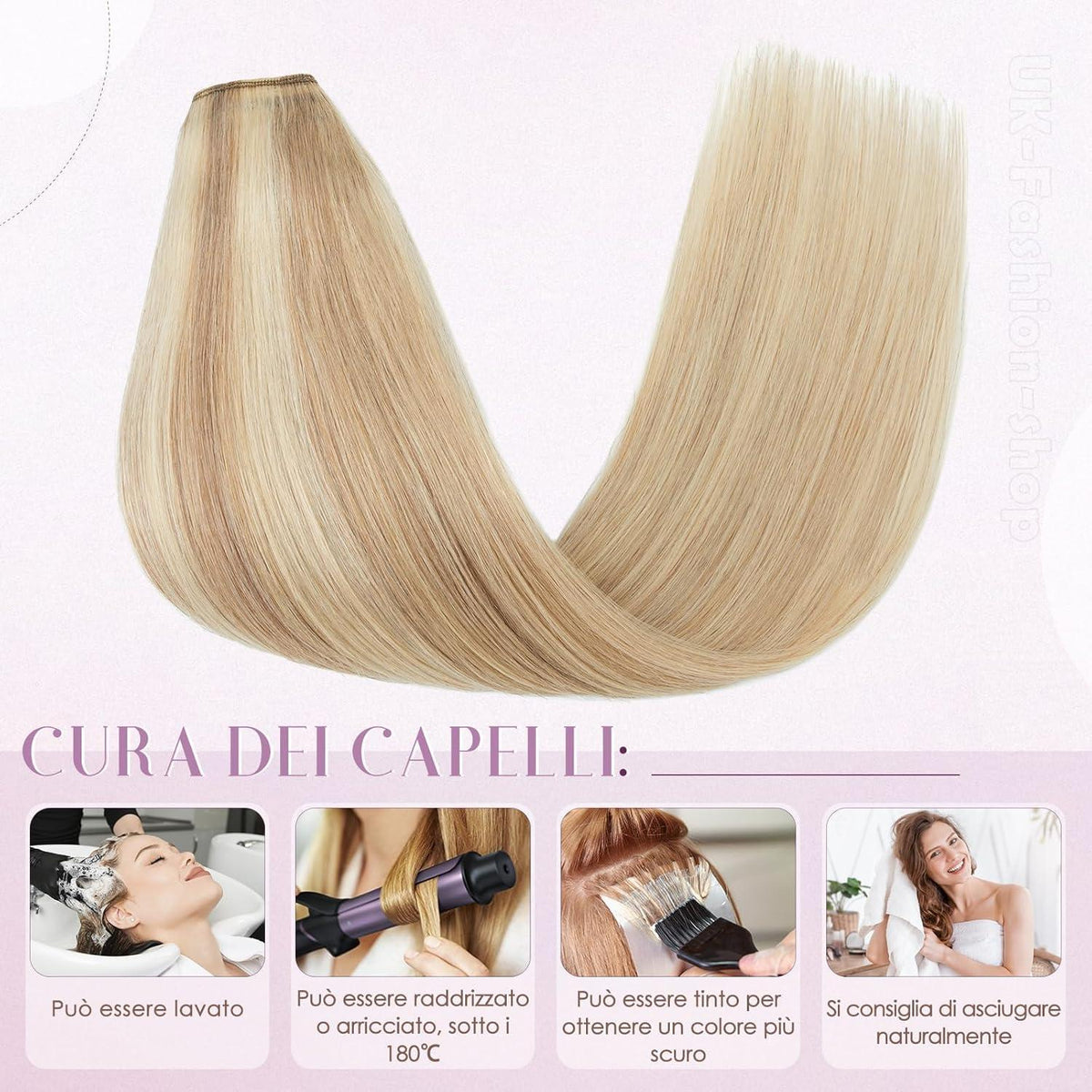 Echthaar Clip-Ins Blond Balayage 55cm