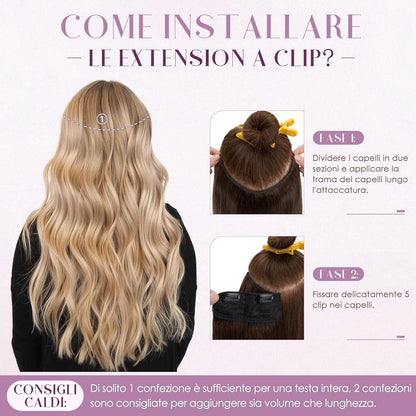 Clip-in Echthaarverlängerung #4 Mittelbraun 50cm Remy Haar