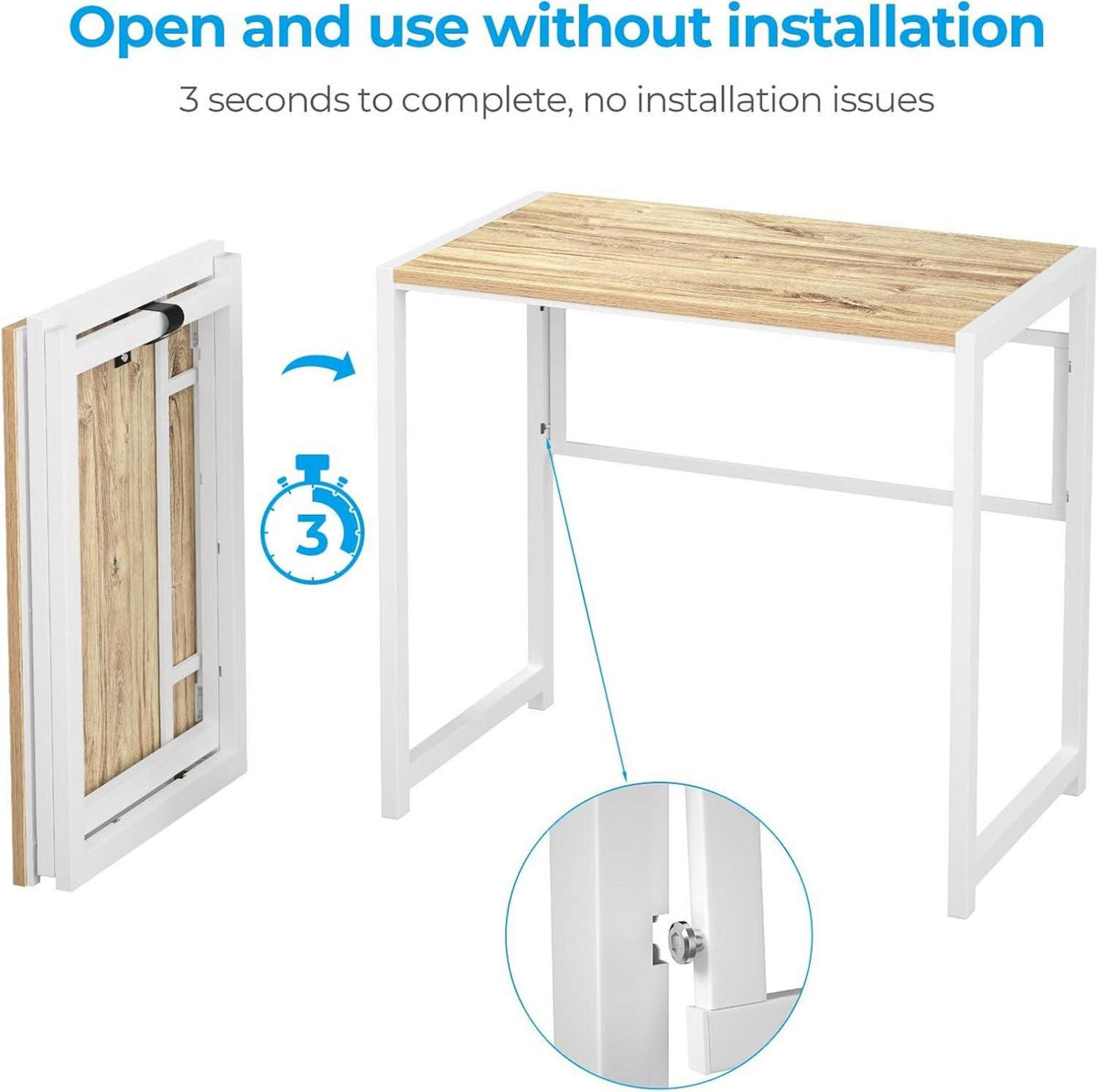 Klappbarer Schreibtisch 80 x 48 cm Beige Stabil und Platzsparend