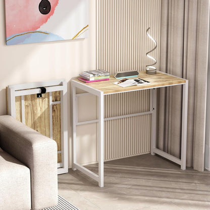 Kleiner Klappschreibtisch 80x48 cm Beige Stabil Platzsparend Home Office