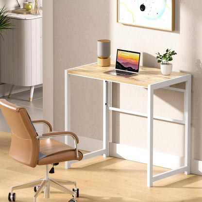Klappbarer Schreibtisch 80 x 48 cm Beige Stabil und Platzsparend