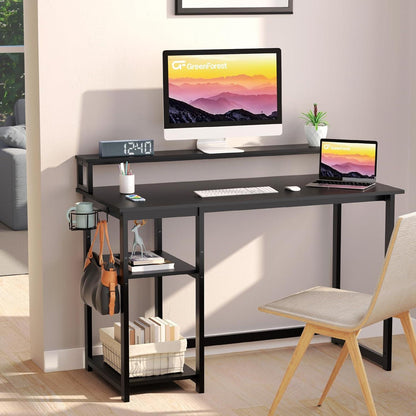 Schreibtisch 120 x 55 cm Schwarz Gaming Tisch mit Regal