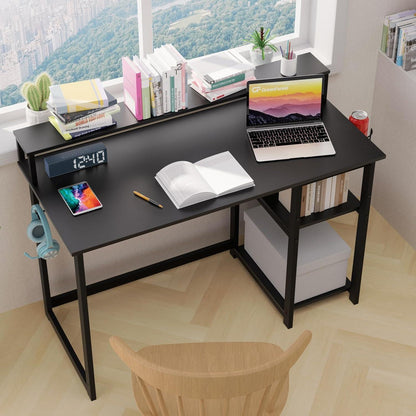Schwarz Gaming Tisch Schreibtisch 120x55 cm Monitorständer Regal