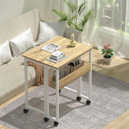 Klapptisch mit Rollen, 80cm, Beige, Stauraum