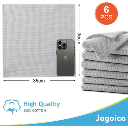 Jogoico 6er-Set Baumwoll Geschirrtücher 35x35cm Tee
