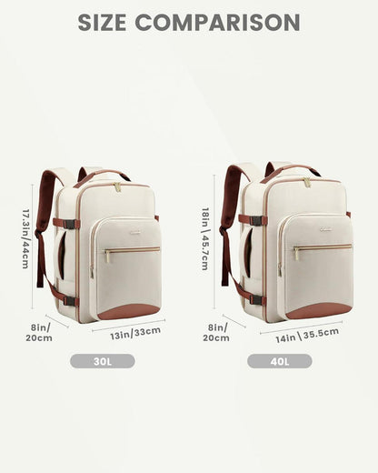 Handgepäck Rucksack 40L Damen Wasserdicht Reisetasche 17 Zoll Laptop