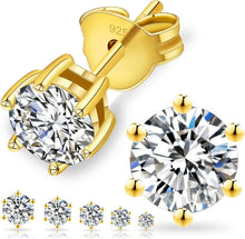 Moissanite Ohrstecker Silber 925 Damen VVS1 D 14K Gold 4,0 mm 0,6 ctw